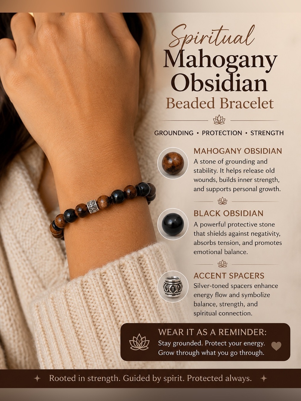 Spiritual Mahogany Obsidian Beaded bracelet